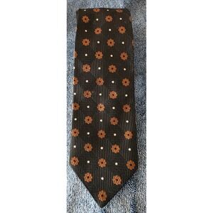 A. Testoni Italy Black Floral Silk Necktie Classic Men's Designer Luxury Tie‎